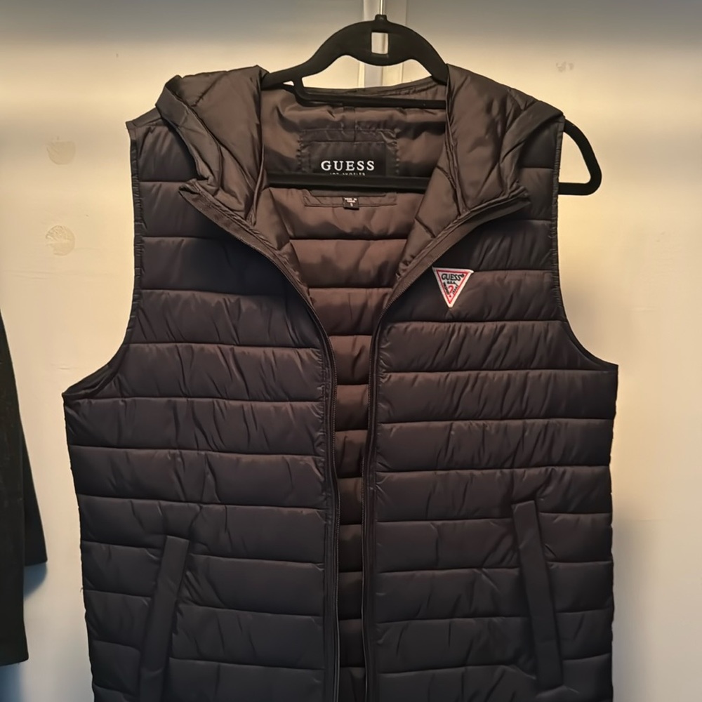 Guess black vest with hood